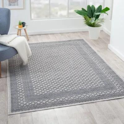 8' X 9' Geometric Indoor / Outdoor Area Rug - Blue