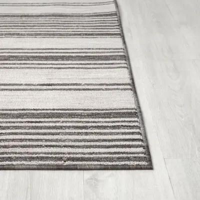 8' X 9' Striped Indoor / Outdoor Area Rug - Gray / Ivory