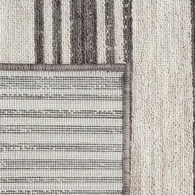 8' X 9' Striped Indoor / Outdoor Area Rug - Gray / Ivory