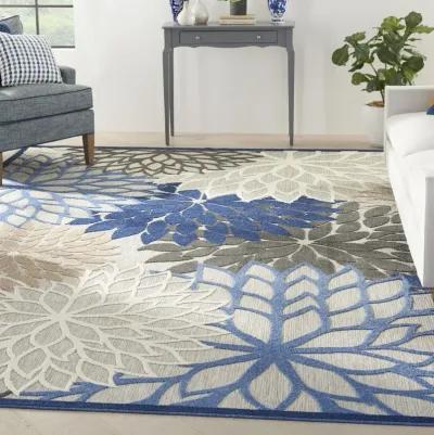 12' X 15' Floral Power Loom Area Rug - Blue