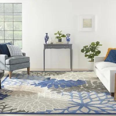 12' X 15' Floral Power Loom Area Rug - Blue