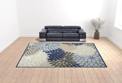 12' X 15' Floral Power Loom Area Rug - Blue