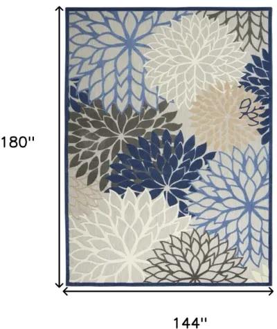 12' X 15' Floral Power Loom Area Rug - Blue