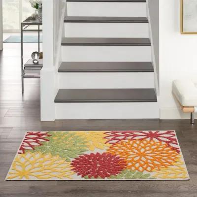 3' X 5' Floral Power Loom Area Rug - Red