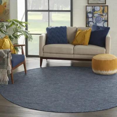 8' Round Power Loom Area Rug - Navy Blue