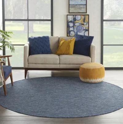 8' Round Power Loom Area Rug - Navy Blue