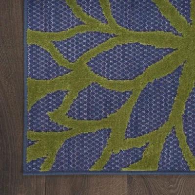 4' X 6' Floral Power Loom Area Rug - Blue / Orange