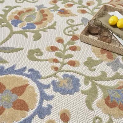 5' X 7' Floral Power Loom Area Rug - Yellow / Blue