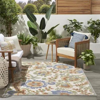 5' X 7' Floral Power Loom Area Rug - Yellow / Blue