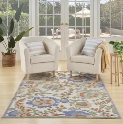 5' X 7' Floral Power Loom Area Rug - Yellow / Blue