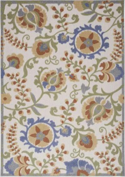 5' X 7' Floral Power Loom Area Rug - Yellow / Blue