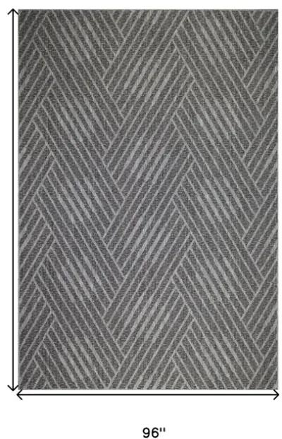 8' X 10' Geometric Stain Resistant Outdoor / Indoor Area Rug - Gray / Blue