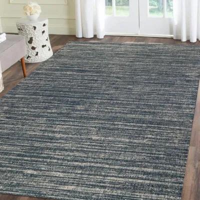 9' X 12' Striped Stain Resistant Indoor / Outdoor Area Rug - Gray / Blue