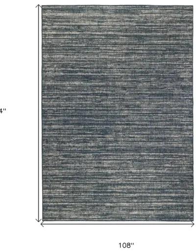 9' X 12' Striped Stain Resistant Indoor / Outdoor Area Rug - Gray / Blue