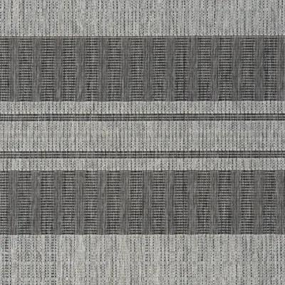 5' X 8' Striped Stain Resistant Outdoor / Indoor Area Rug - Blue / Gray