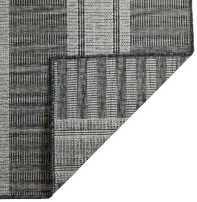 5' X 8' Striped Stain Resistant Outdoor / Indoor Area Rug - Blue / Gray