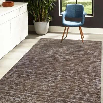 6' X 9' Striped Stain Resistant Indoor / Outdoor Area Rug - Brown / Ivory