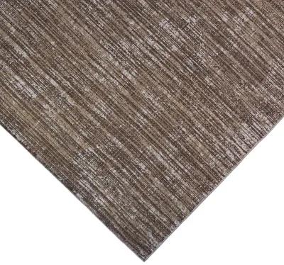 6' X 9' Striped Stain Resistant Indoor / Outdoor Area Rug - Brown / Ivory