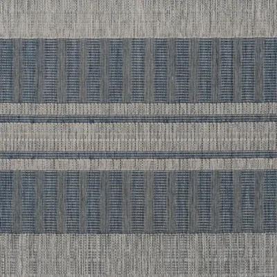 8' X 10' Striped Stain Resistant Indoor / Outdoor Area Rug - Blue / Gray