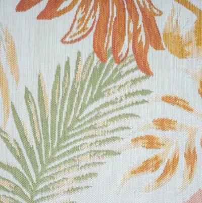 2' X 3' Palm Leaf Stain Resistant Indoor / Outdoor Area Rug - Ivory Green / Orange