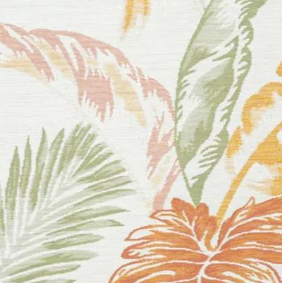 2' X 3' Palm Leaf Stain Resistant Indoor / Outdoor Area Rug - Ivory Green / Orange