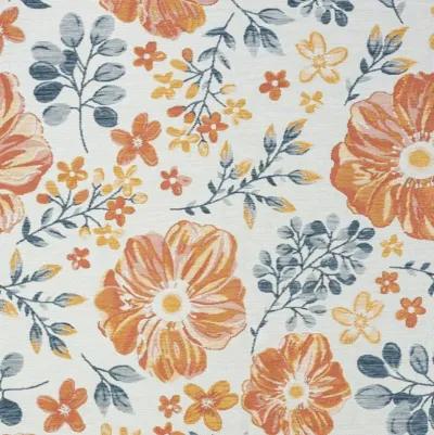 8' X 10' Floral Stain Resistant Indoor / Outdoor Area Rug - Ivory Orange / Blue