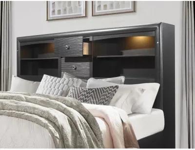 Solid Wood Queen Eight Drawers Bed - Gray