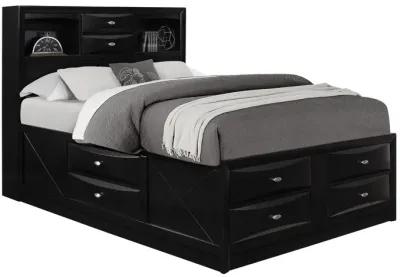 Solid Wood Full Eight Drawers Bed - Black