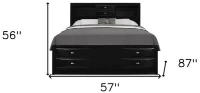 Solid Wood Full Eight Drawers Bed - Black