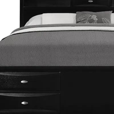 Solid Wood Full Eight Drawers Bed - Black