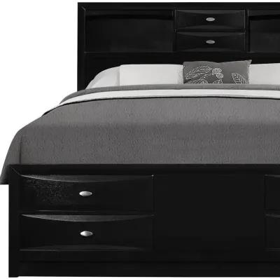 Solid Wood Full Eight Drawers Bed - Black