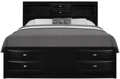 Solid Wood Full Eight Drawers Bed - Black