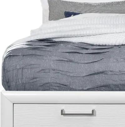 Solid Wood King Eight Drawers Bed - White