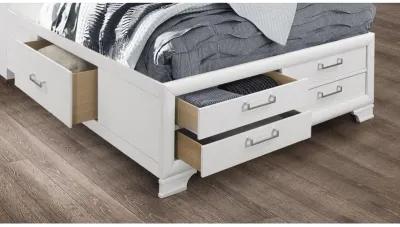 Solid Wood King Eight Drawers Bed - White