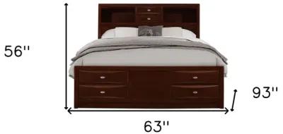 Solid Wood Queen Eight Drawers Bed - Merlot