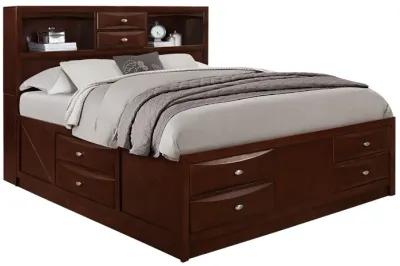 Solid Wood Queen Eight Drawers Bed - Merlot