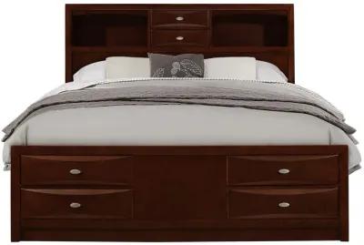 Solid Wood Queen Eight Drawers Bed - Merlot