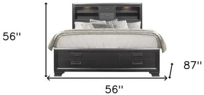 Solid Wood Full Eight Drawers Bed - Gray