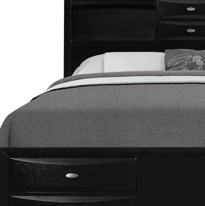 Solid Wood Queen Eight Drawers Bed - Black