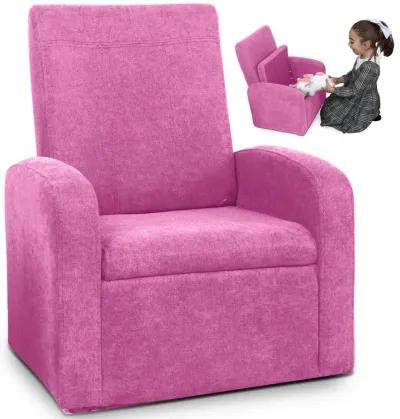 Kids Comfy Upholstered Recliner Chair With Storage - Pink