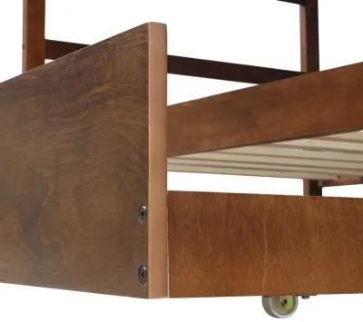 Twin Over Twin Bunk Bed with Trundle - Walnut