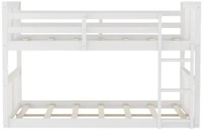 Full Over Full Classic Bunk Bed with Ladder - White