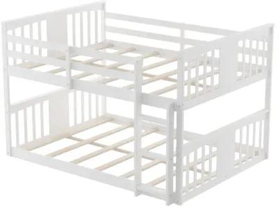 Full Over Full Classic Bunk Bed with Ladder - White