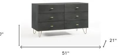 Six Drawer Double Dresser - Dark Gray