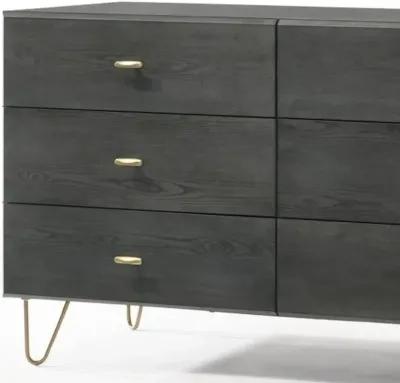 Six Drawer Double Dresser - Dark Gray