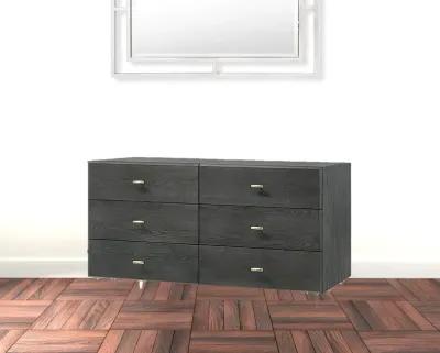 Six Drawer Double Dresser - Dark Gray