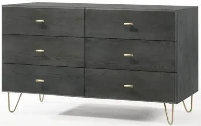 Six Drawer Double Dresser - Dark Gray