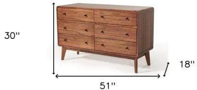 Six Drawer Double Dresser Solid Wood - Walnut