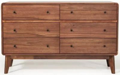 Six Drawer Double Dresser Solid Wood - Walnut