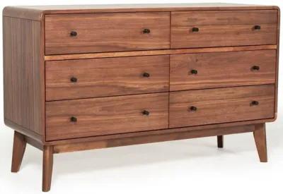 Six Drawer Double Dresser Solid Wood - Walnut